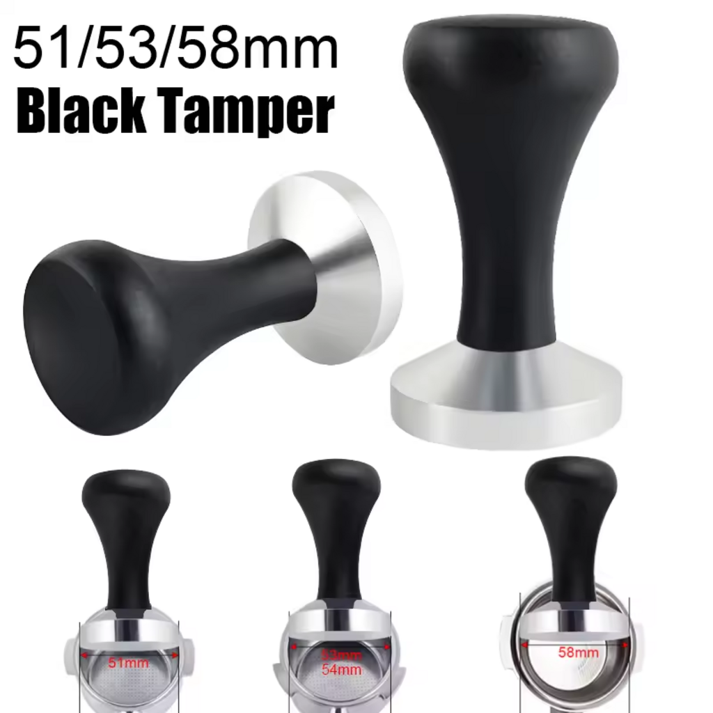 Dual-Function Espresso Tamper & Distributor Set with Premium Black Wood Handle