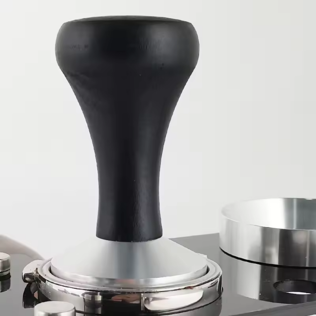 Dual-Function Espresso Tamper & Distributor Set with Premium Black Wood Handle