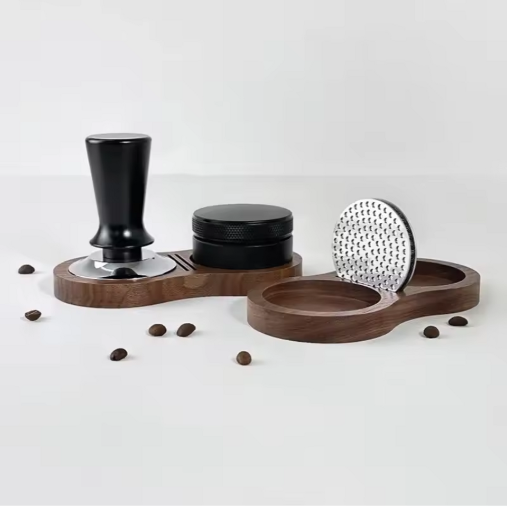 Walnut Wood Espresso Tamping Station and Tool Organizer