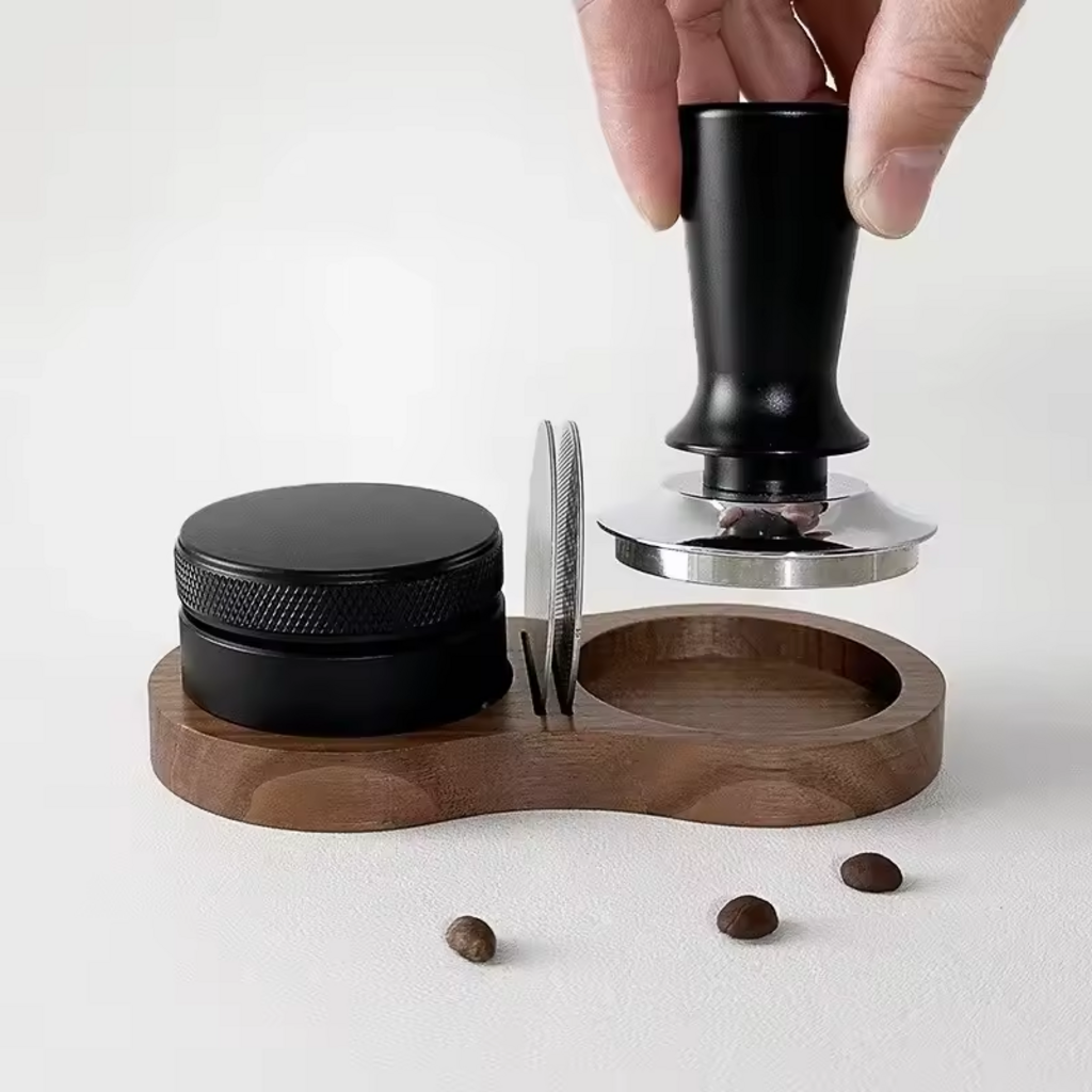 Walnut Wood Espresso Tamping Station and Tool Organizer