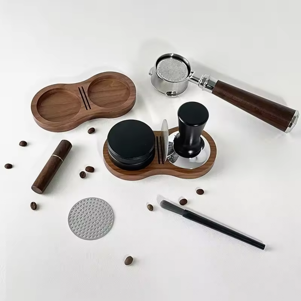 Walnut Wood Espresso Tamping Station and Tool Organizer