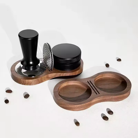 Walnut Wood Espresso Tamping Station and Tool Organizer