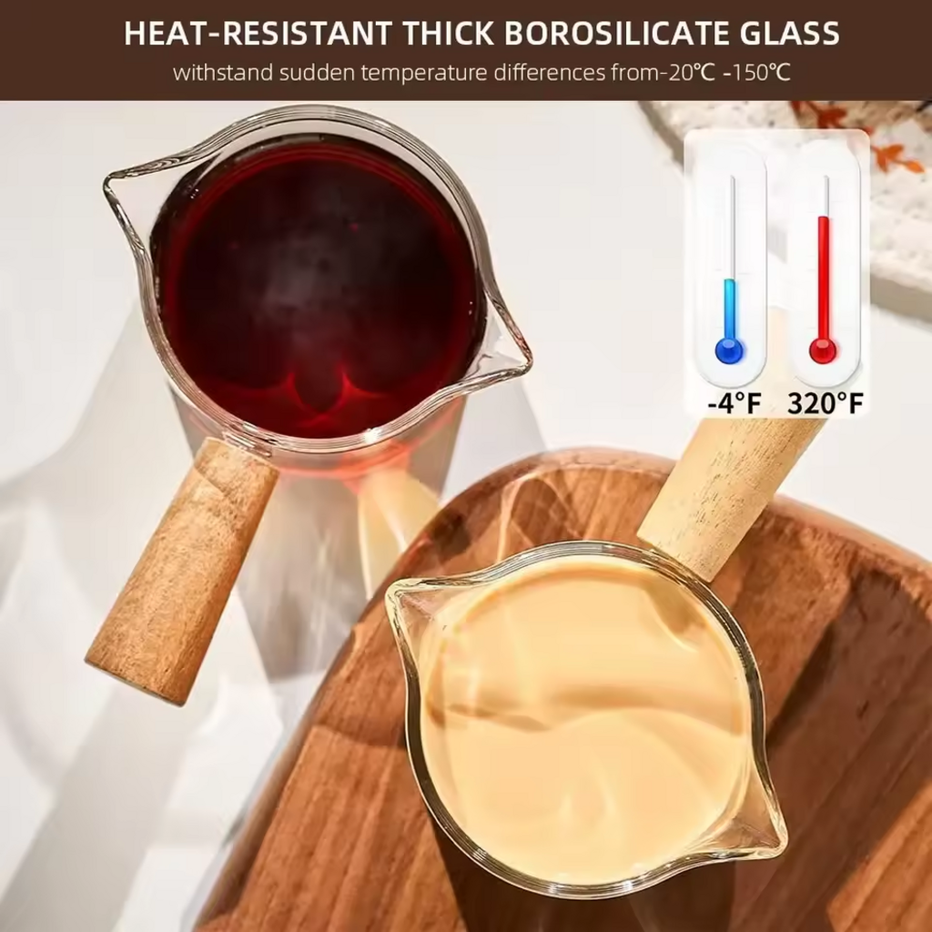 Artisan Glass Espresso Measuring Cup with Wood Handle