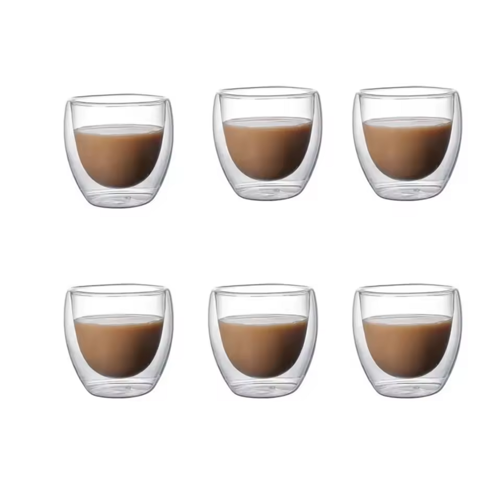 6-Piece Set: 80ml Double Wall Insulated Espresso &amp; Versatility Cups