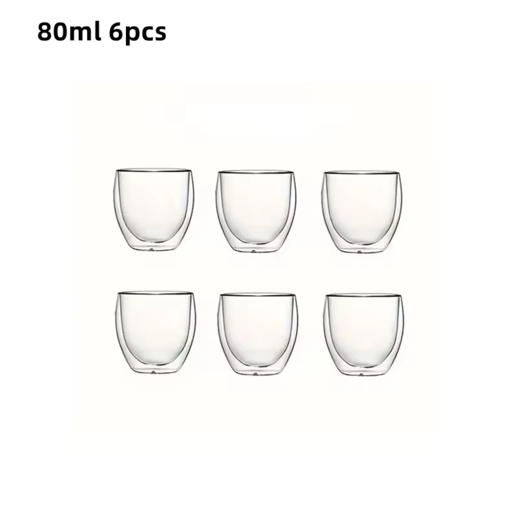 6-Piece Set: 80ml Double Wall Insulated Espresso &amp; Versatility Cups