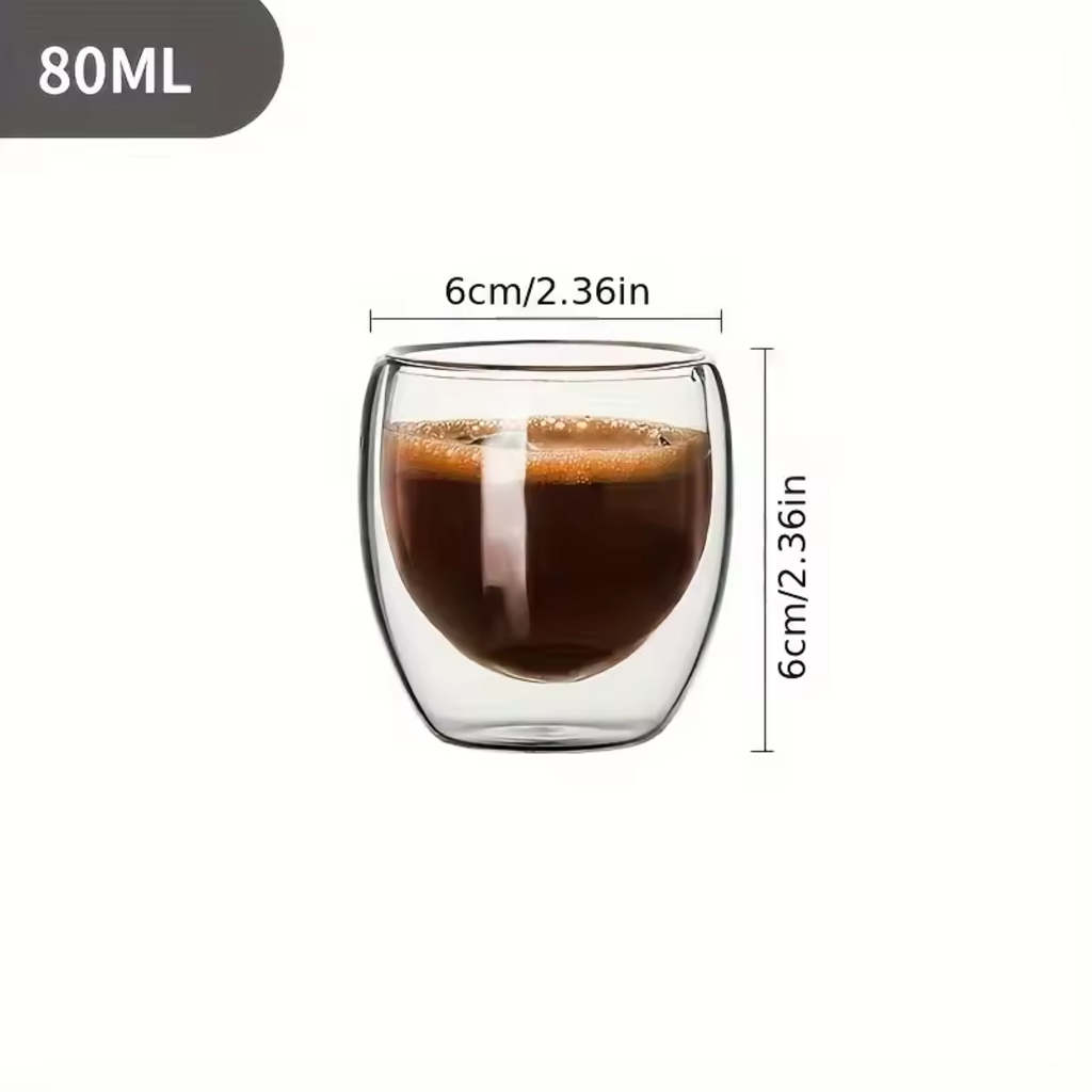 6-Piece Set: 80ml Double Wall Insulated Espresso &amp; Versatility Cups