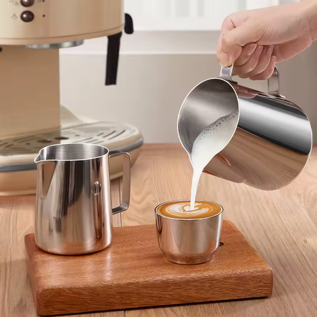 Stainless Steel Milk Frothing &amp; Latte Art Pitcher with Measurement Markings