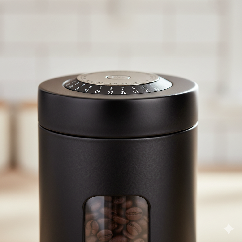 Airtight Coffee Canister with Date Tracker and Transparent Window